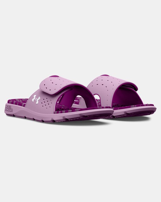 女士UA Ignite Pro Graphic Footbed拖鞋 in Purple image number 3